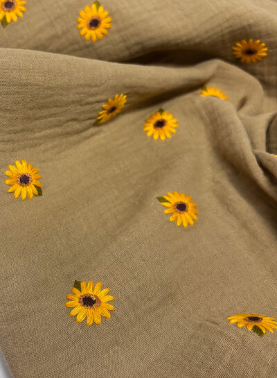 beige sunflower - tetra double gauze