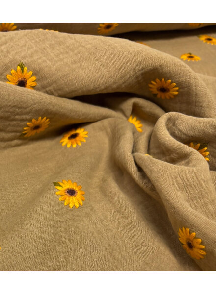 beige sunflower - tetra / double gauze