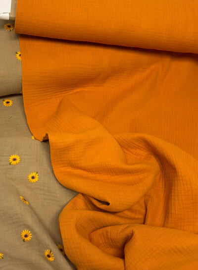 beige sunflower - tetra double gauze