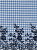 Vichy blue - embroidery border - cotton