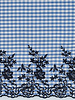 Vichy blue - embroidery border - katoen