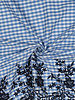 Vichy blue - embroidery border - katoen