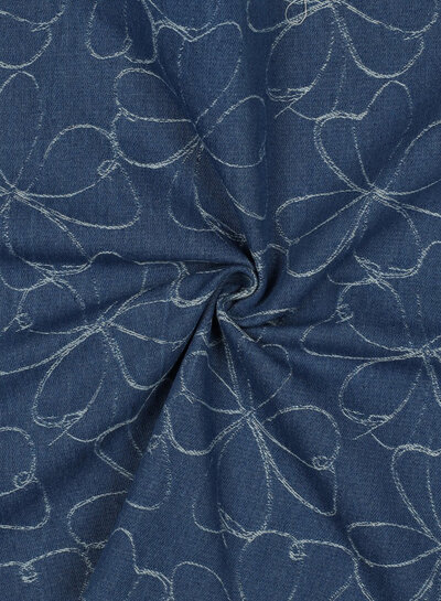 Poppy fabrics denim flowers jacquard