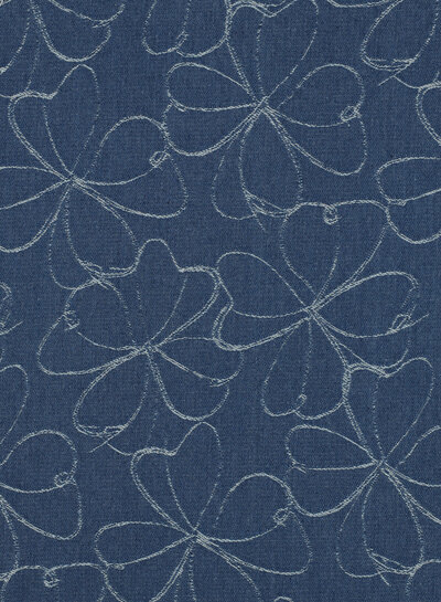 Poppy fabrics denim flowers jacquard