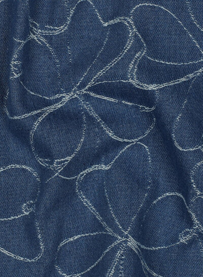 Poppy fabrics denim flowers jacquard