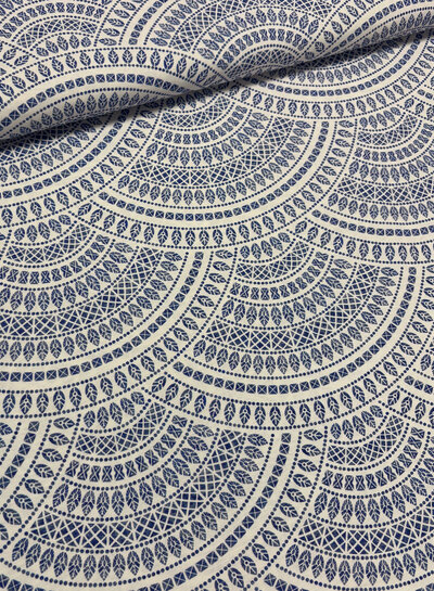 Delft blue tile - cotton linen blend