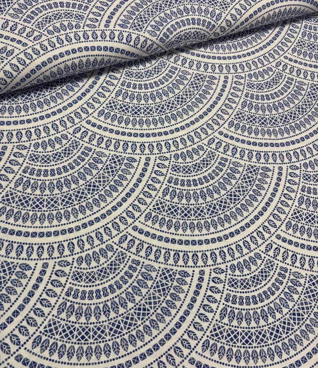 Delfts blauw tegel - katoen linnen blend