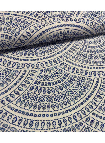 Delft blue tile - cotton linen blend