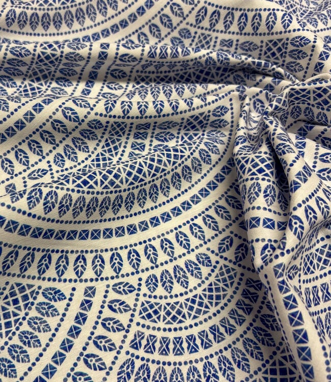 Delfts blauw tegel - katoen linnen blend