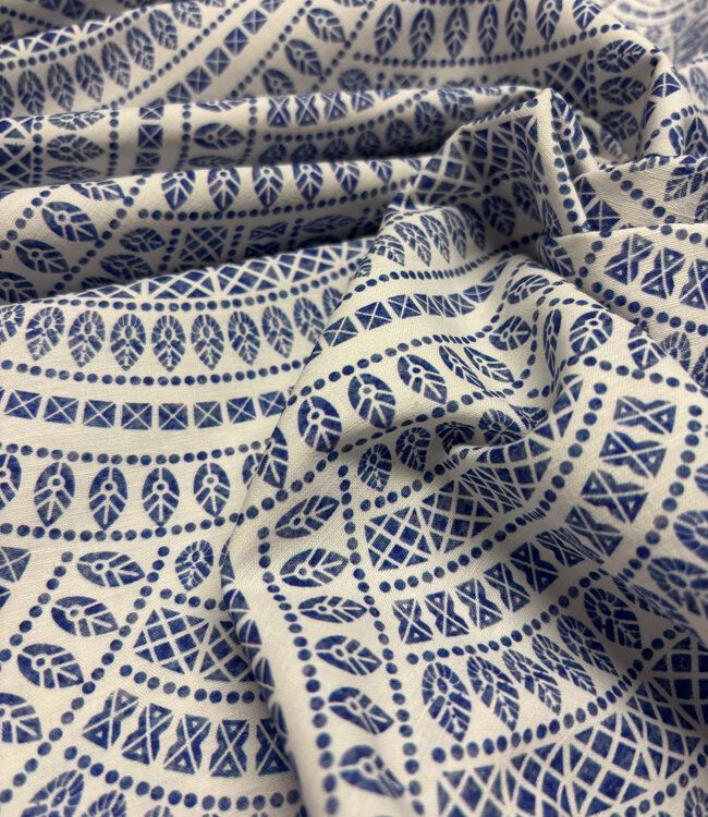 Delfts blauw tegel - katoen linnen blend