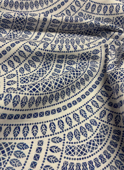 Delft blue tile - cotton linen blend