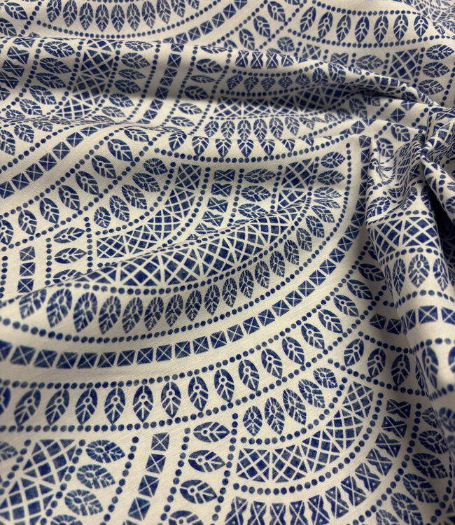 Delfts blauw tegel - katoen linnen blend