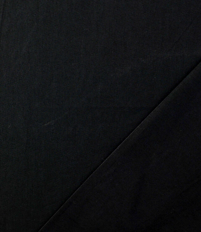 zwart  - stonewashed popeline katoen