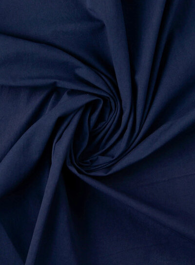 marineblauw - stonewashed popeline katoen