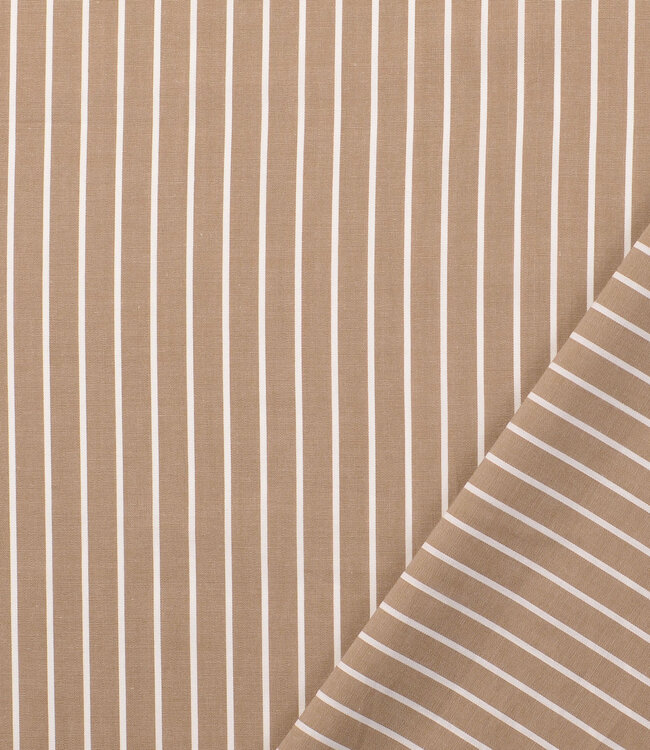 Madeline verticale strepen beige en wit - katoen