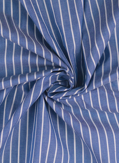 Madeline Vertical stripes white and blue - cotton