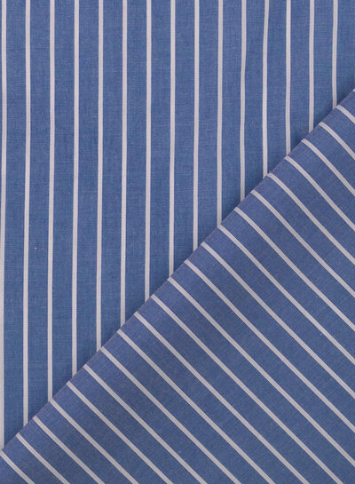 Madeline Vertical stripes white and blue - cotton
