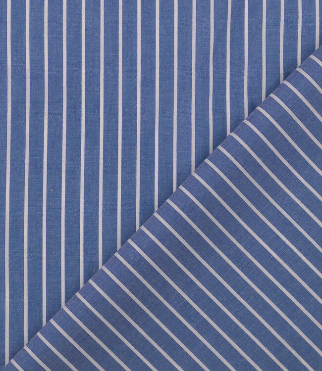 Madeline verticale strepen wit en blauw - katoen