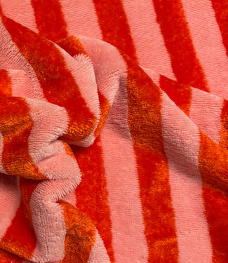 orange/pink stripes - bamboo terry cloth