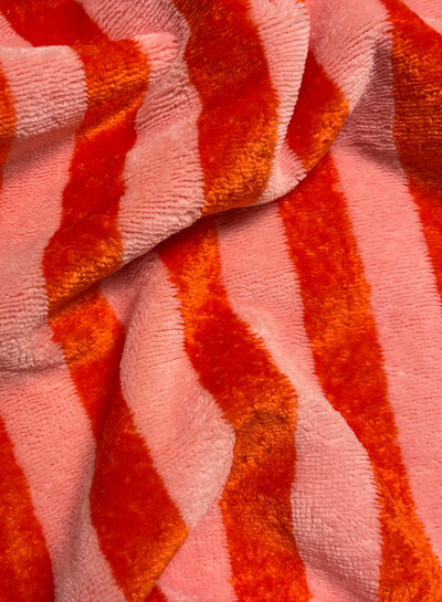 oranje/roze strepen - bamboe badstof