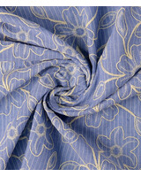 gestreepte geborduurde bloemen - katoen mix met linnen look