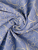 striped embroidered flowers - cotton blend with linen look