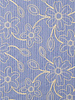 striped embroidered flowers - cotton blend with linen look