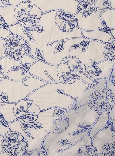 marine geborduurde bloemen - voile