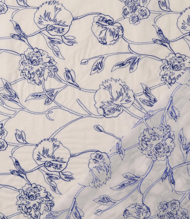 marine geborduurde bloemen - voile