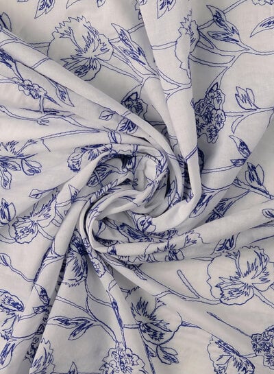 marine geborduurde bloemen - voile