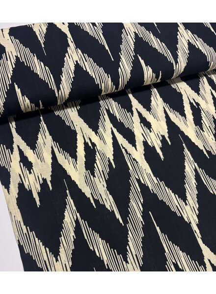 black & beige abstract - katoen linnen blend