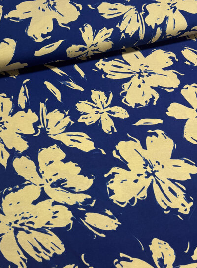 cobalt blue and beige - beautiful viscose jersey
