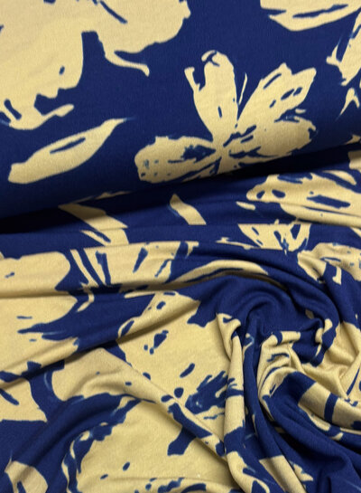 cobalt blue and beige - beautiful viscose jersey