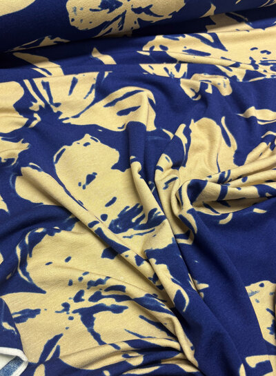 cobalt blue and beige - beautiful viscose jersey