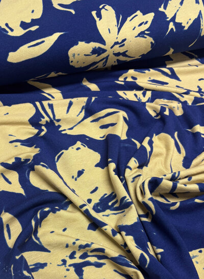cobalt blue and beige - beautiful viscose jersey