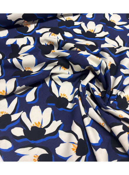 cobalt blue flowers - modal knit
