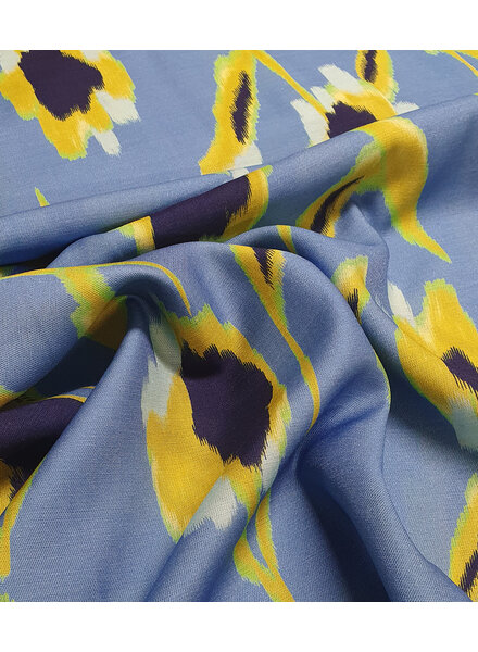 blue yellow print - viscose twill