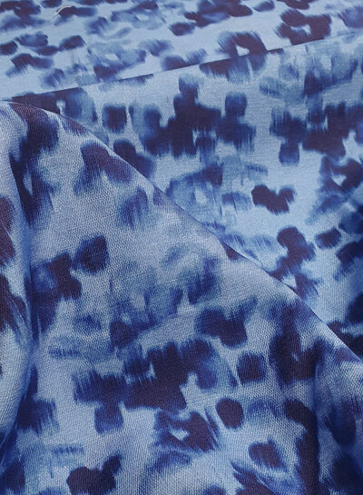 blue abstract spots - geweven viscose