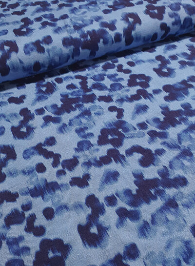 blue abstract spots - geweven viscose