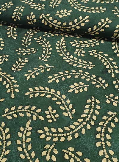leaves flessengroen batik katoen