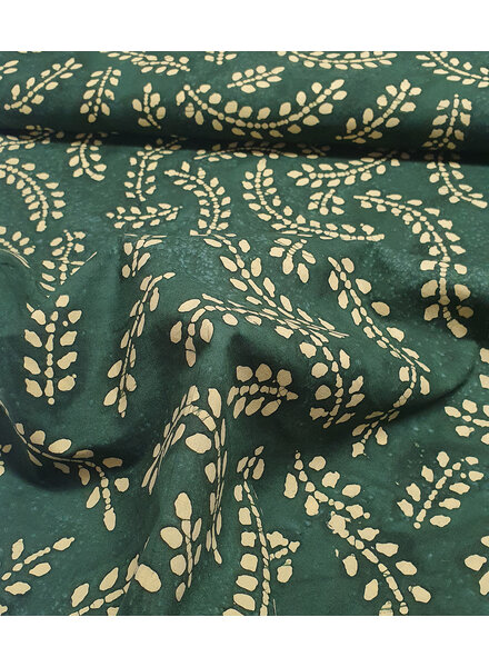 leaves flessengroen batik katoen