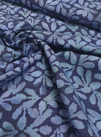 jeansblauw op navy  batik viscose
