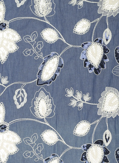 pailletten en broderie - soepelvallende denim katoen