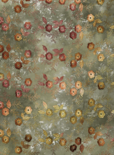 Madeline relief flower - cotton embroidery - tie-dye khaki