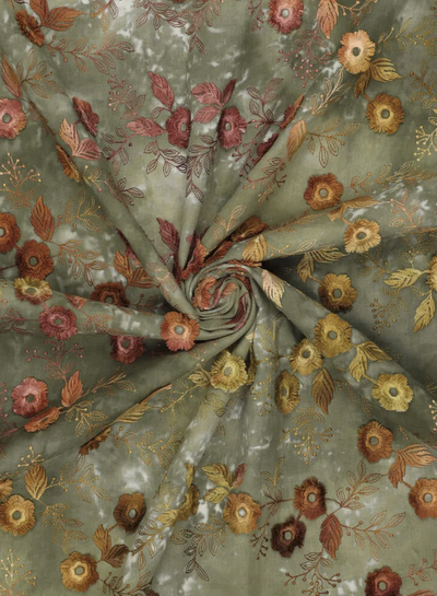 Madeline relief flower - cotton embroidery - tie-dye khaki