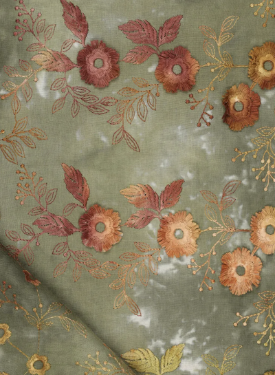 Madeline relief flower - cotton embroidery - tie-dye khaki