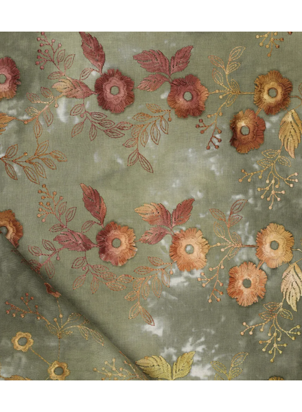 Madeline relief flower - cotton embroidery - tie-dye khaki