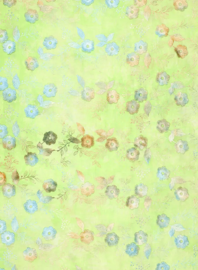 Madeline bloem in reliëf - broderie katoen - tie dye limoengroen