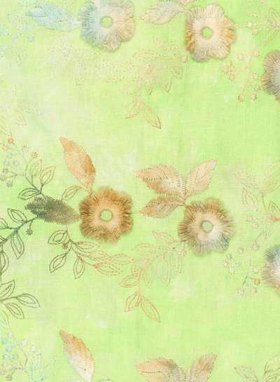 Madeline relief flower - cotton embroidery - tie dye lime green