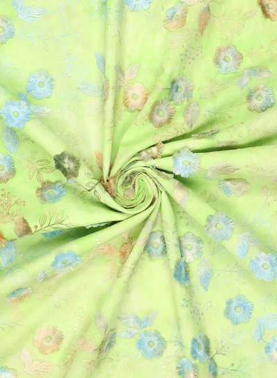 Madeline bloem in reliëf - broderie katoen - tie dye limoengroen